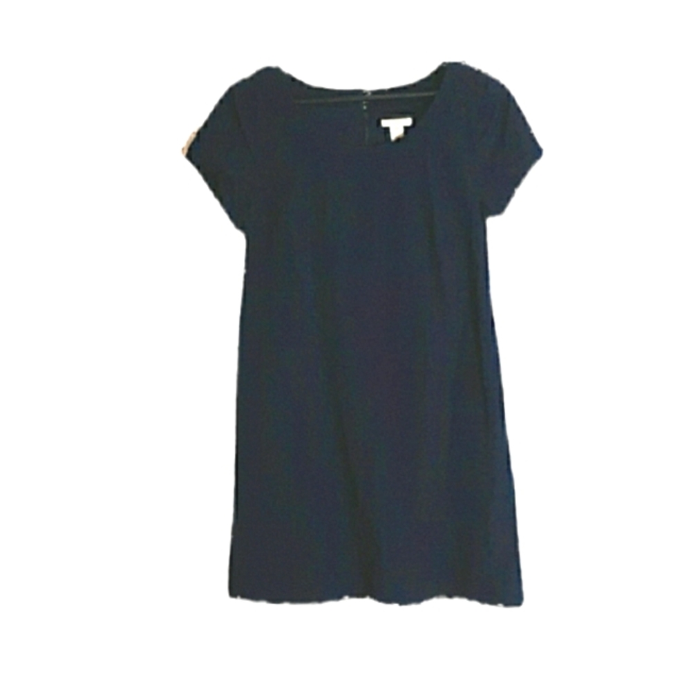 J Crew Women's Cotton Silk Blend Dark Purple Short Sleeved Dress Braided Trim 10